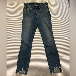 Abercrombie Mid Rise Super Skinny Ankle Jeans with Raw Hem